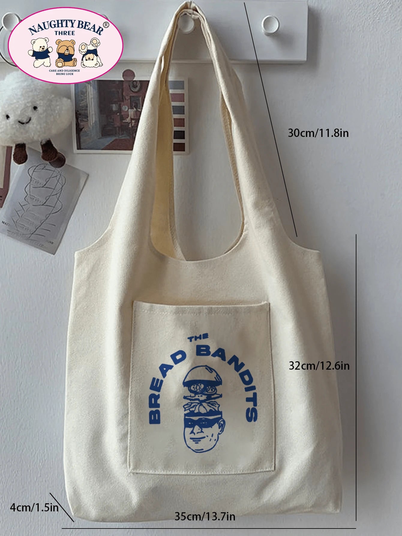 Fashionable Simple All-Match Cartoon Printed Canvas Bag School Bag,Large Capacity,Lightweight,Portable,Luggage Strap Design, Suitable For Teen Girls Women College Students, Perfect For Back To School