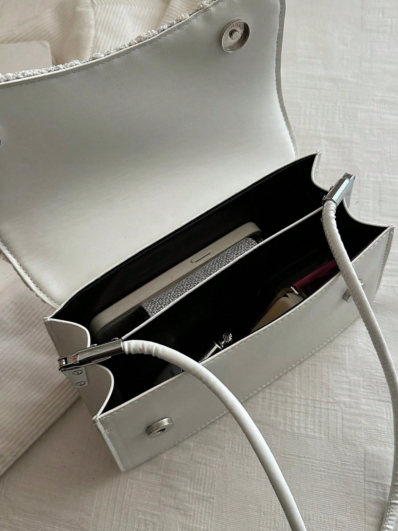 Fashionable Solid Color Lace Retro Minimalist Elegant Shoulder Bag, Quiet Luxury