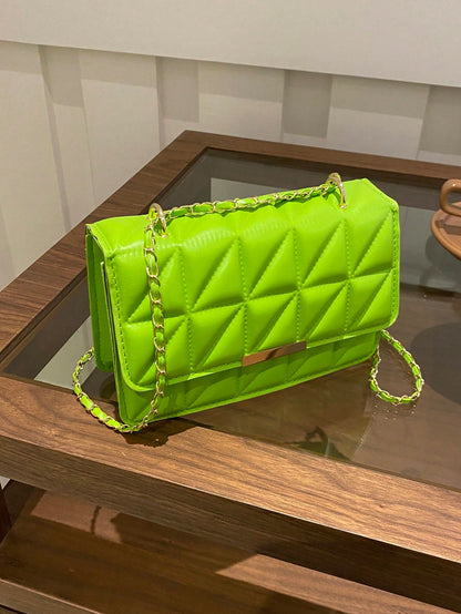 Fashionable Solid Color Pressed Chain Shoulder Bag