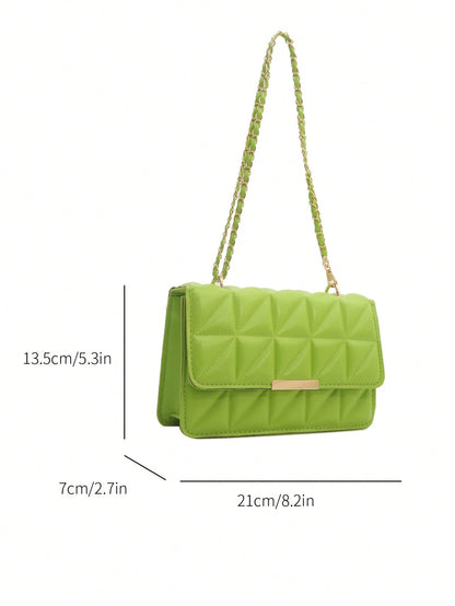Fashionable Solid Color Pressed Chain Shoulder Bag
