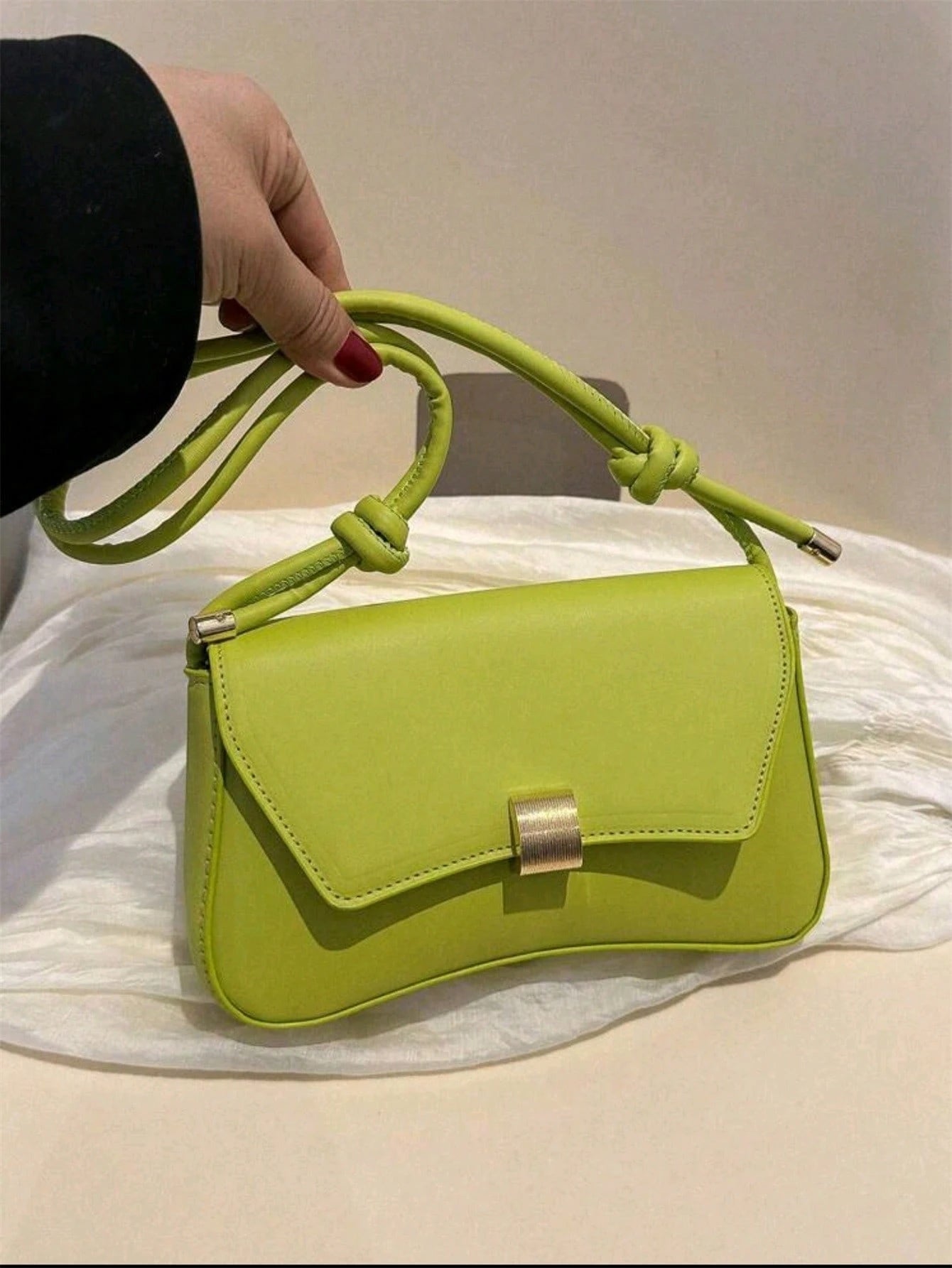 Fashionable Solid Color Retro Minimalist Women Underarm Shoulder Bag