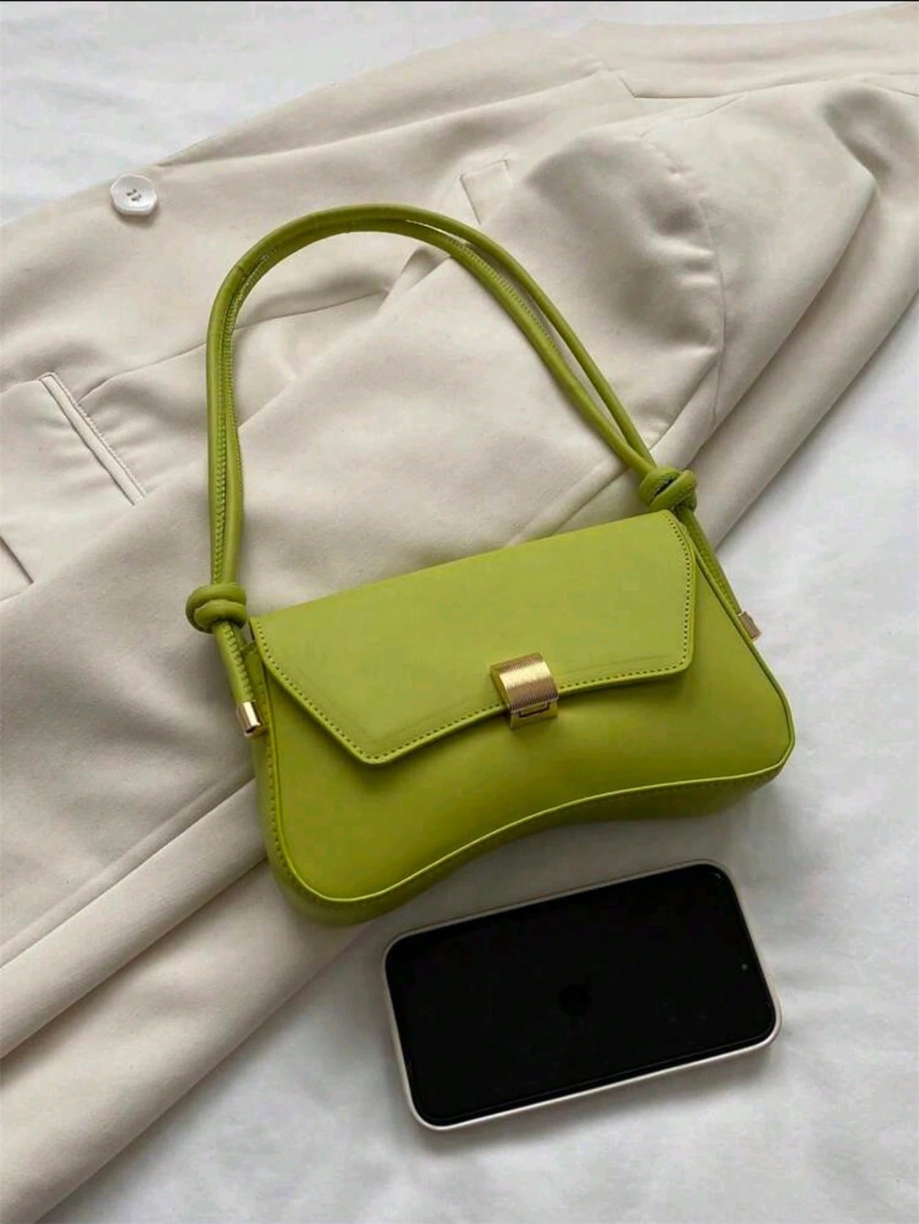 Fashionable Solid Color Retro Minimalist Women Underarm Shoulder Bag