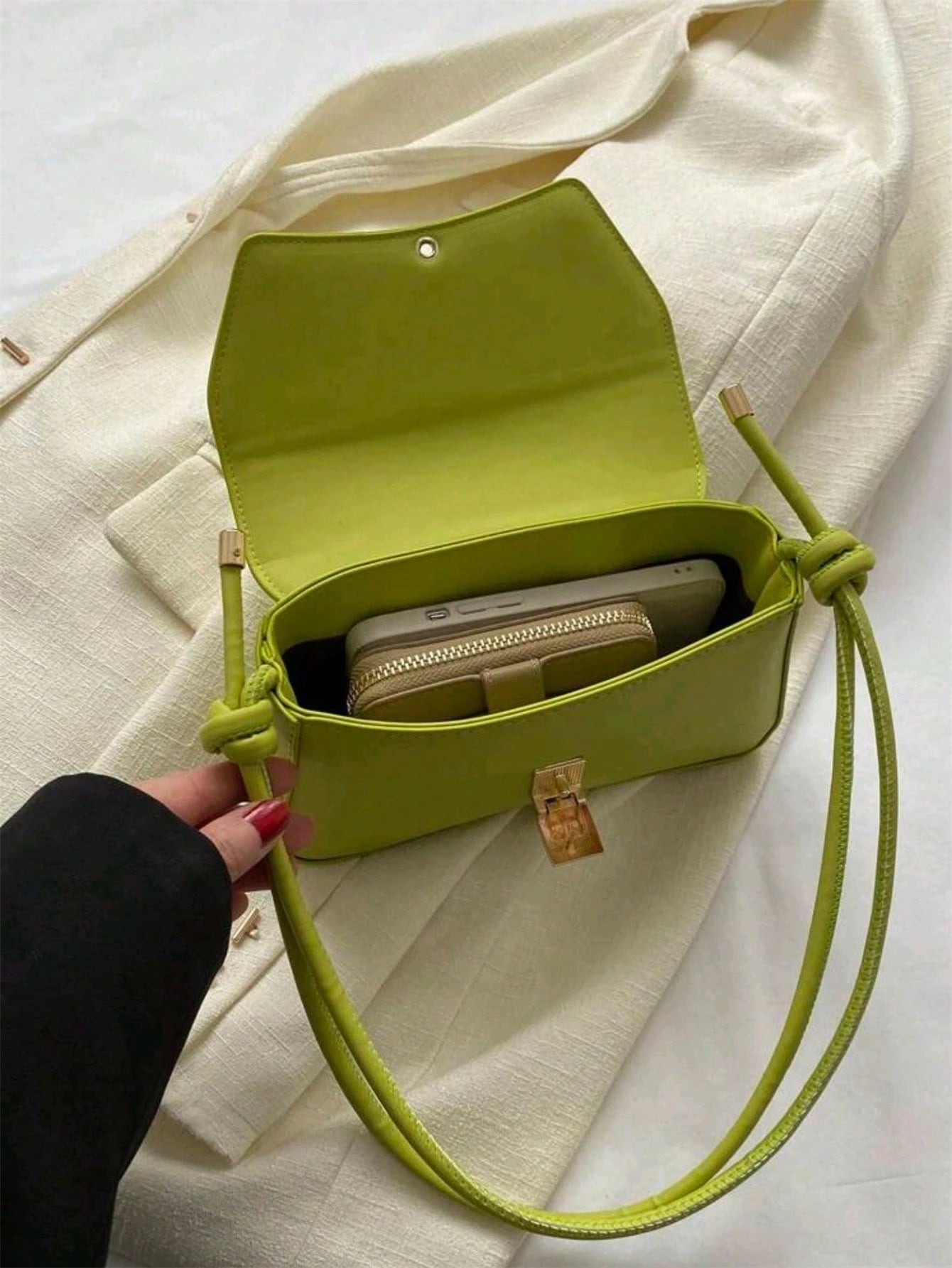 Fashionable Solid Color Retro Minimalist Women Underarm Shoulder Bag