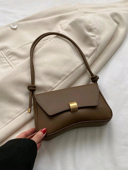 Fashionable Solid Color Retro Minimalist Women Underarm Shoulder Bag