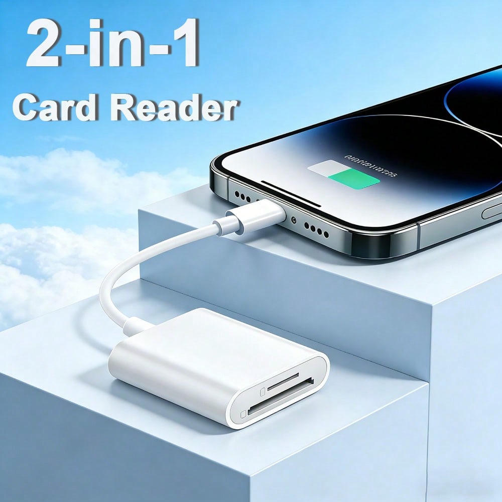 Fast Charging 2-In-1 Card Reader 2-In-1 Storage Card Adapter, USB-C/Lightning To SD/Micro SD Dual Slot Card Reader, Compatible With IPhone 17/16/15/14/13/12/11 Series, Pro/Air/Mini./ Laptops Spring G