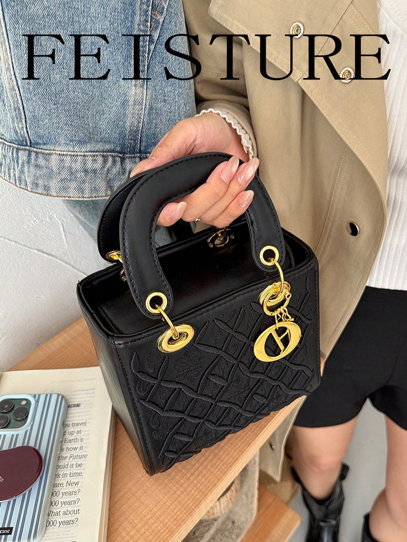 FEISTURE 1pc, Vintage Women's Handbag With Long Shoulder Strap, One Shoulder Crossbody Bag, Suitable For Girls, Women, College Students, New Professionals And White-Collar Workers, Perfect For Work, B