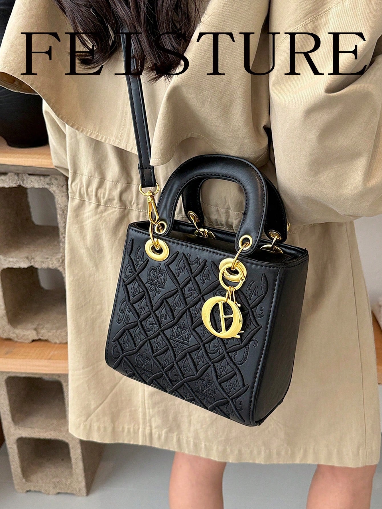 FEISTURE 1pc, Vintage Women's Handbag With Long Shoulder Strap, One Shoulder Crossbody Bag, Suitable For Girls, Women, College Students, New Professionals And White-Collar Workers, Perfect For Work, B