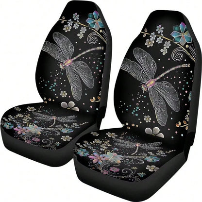 Floral Dragonfly Car Seat Covers Thin Covers For Front Seats Universal Fit Car Seat Protector Breathable For Summer Automotive Interior Accessories For Women Girls