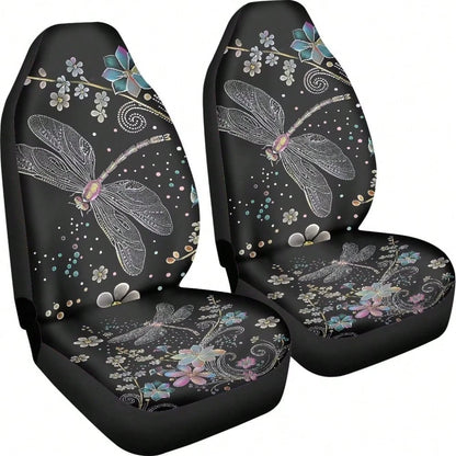 Floral Dragonfly Car Seat Covers Thin Covers For Front Seats Universal Fit Car Seat Protector Breathable For Summer Automotive Interior Accessories For Women Girls