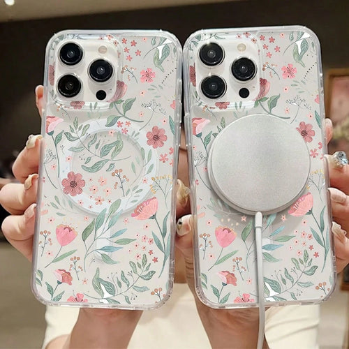 Floral Mobile Phone Case, Designed With Delicate Blossoms And Leafy Patterns, Suitable For IPhone 16, 15, 14, 13, 12 And 11 Pro Models, Made Of TPU Material, And Provides Shockproof Protection. Perfec