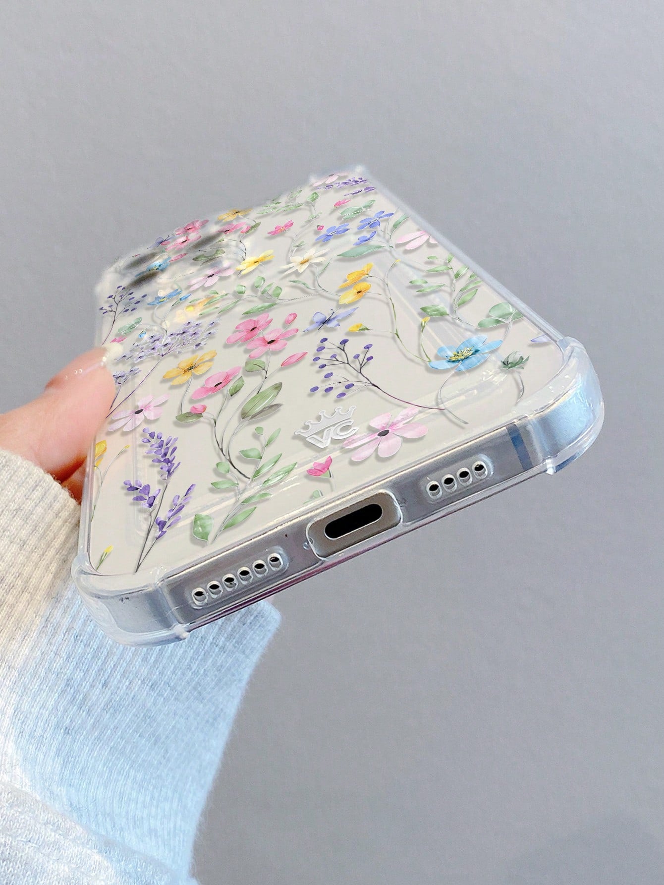 Floral TPU Cardholder 1pc Floral Print Pattern Transparent Shockproof TPU Phone Case, Can Be Used As Holiday Gift, Compatible With Iphone XS/XS Max/XR/11 12 13 14 15 16 Pro 17/Pro Max/14 15 16 Plus, C
