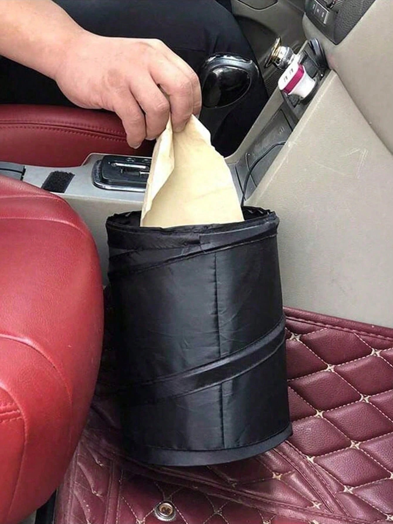 Foldable Car Trash Can For Interior Use, Front Passenger Seat, Rear Hanging Car Storage Box, Small Storage Bin, Umbrella Storage, Wet And Dry Dual-Use Garbage Bag, Long-Distance Travel Hook Type Trash