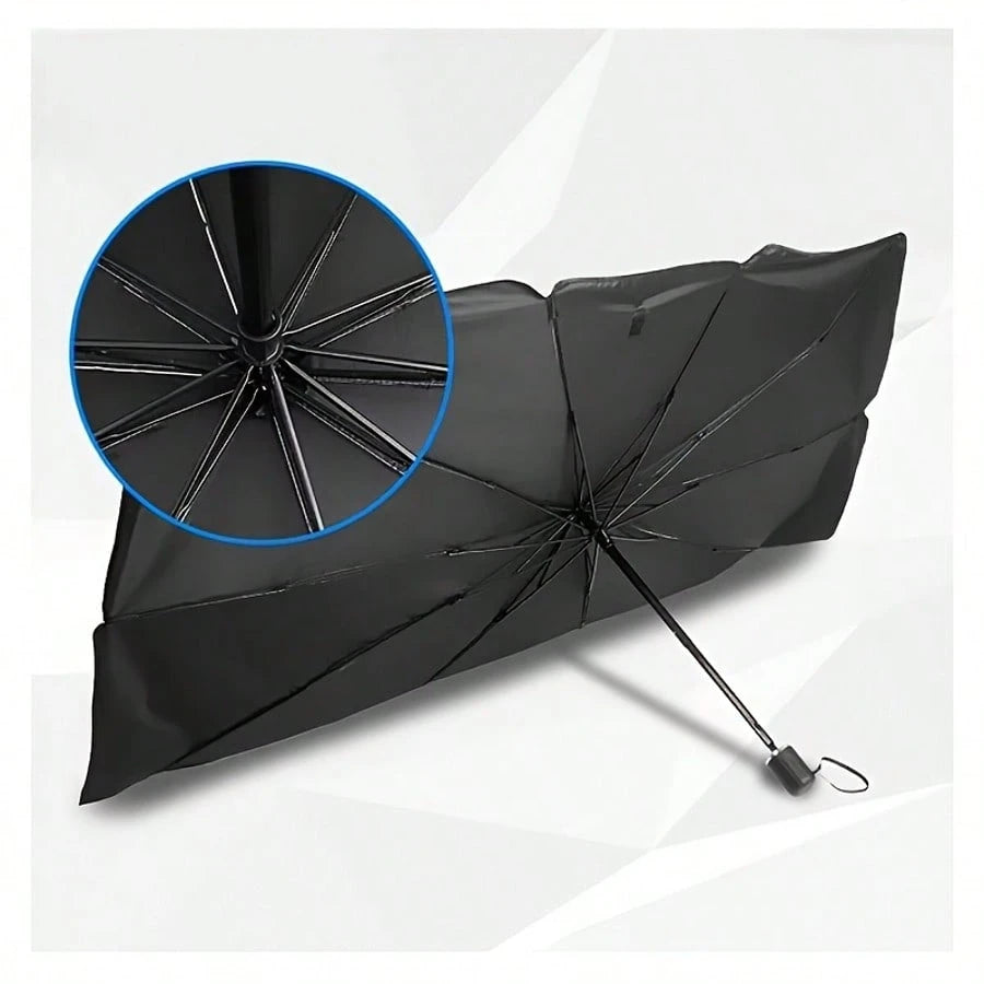 Foldable Car Windshield Sun Visor Umbrella, Heat & Sun Protection Windshield Cover, Titanium Silver, 55 X 31 Inches, Universal Fit For SUV, Truck, Van & Off-Road Vehicles