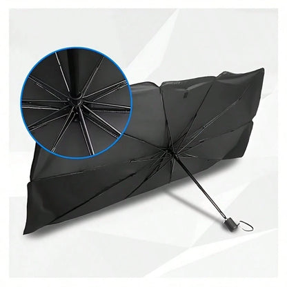 Foldable Car Windshield Sun Visor Umbrella, Heat & Sun Protection Windshield Cover, Titanium Silver, 55 X 31 Inches, Universal Fit For SUV, Truck, Van & Off-Road Vehicles