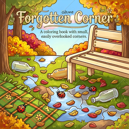 Forgotten Corner Coloring Book, Quiet Autumn Nature Hidden Small Scenery Illustrations, Thick Line Stress Relief Coloring Pages For Adults & Kids Landscape Drawing Book, Mindfulness Relaxing Art Ther