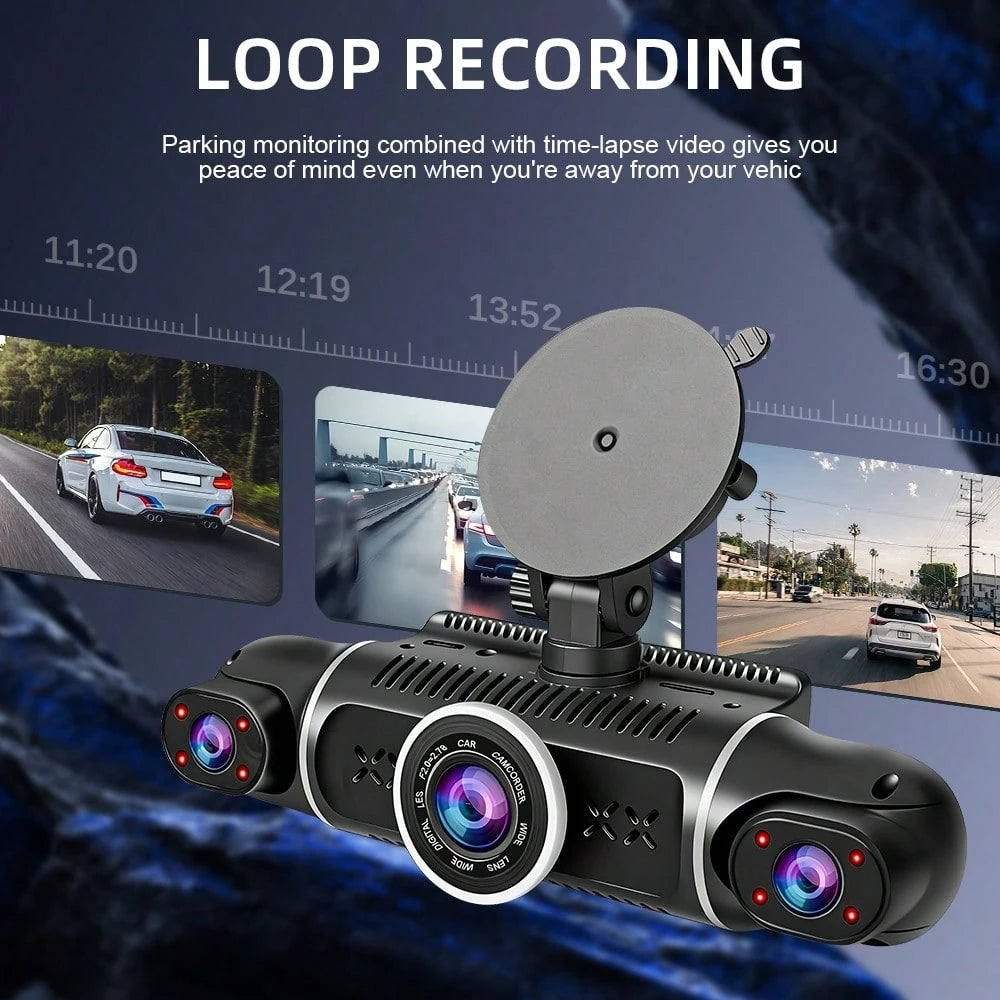 [FOXGOD]Dash Cam For Vehicles, FHD 4*1080P Car Driving Recorder With Ajustable Left And Right Lens, Built-In Wifi & GPS, Wifi Connection, Audio Recording, Superior Night Vision, Motion Detection, With