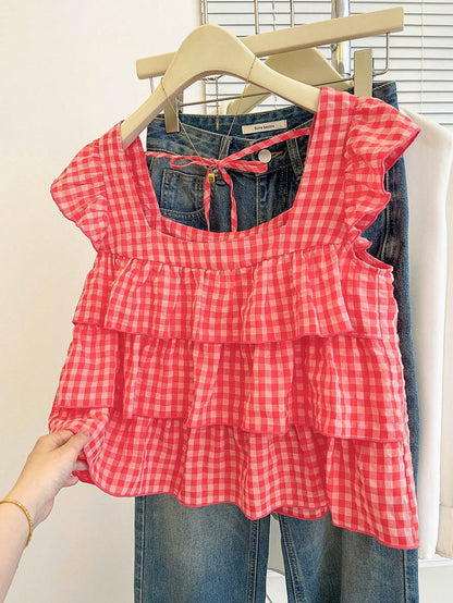 Franclia Autumn New Arrival Cute Ruffle Hem Top For Women