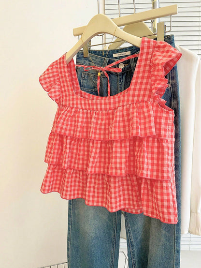 Franclia Autumn New Arrival Cute Ruffle Hem Top For Women