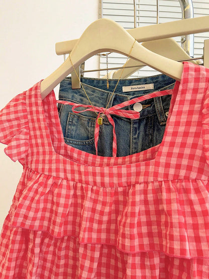 Franclia Autumn New Arrival Cute Ruffle Hem Top For Women