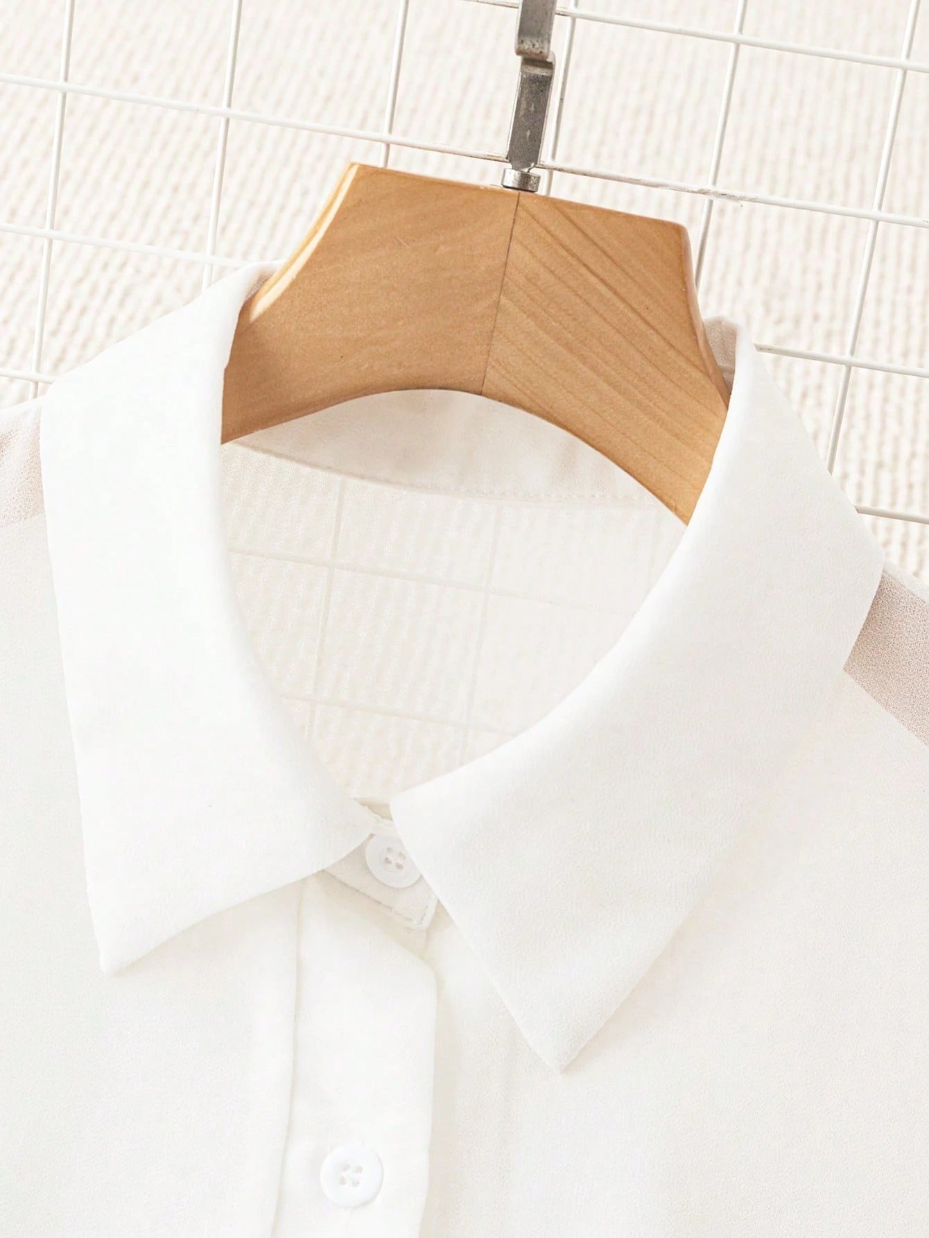 Franclia Basic Transparent Plain Simple Collared Shirt,Long Sleeve Tops Fall Cloth For Women