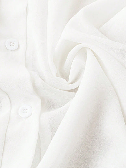 Franclia Basic Transparent Plain Simple Collared Shirt,Long Sleeve Tops Fall Cloth For Women