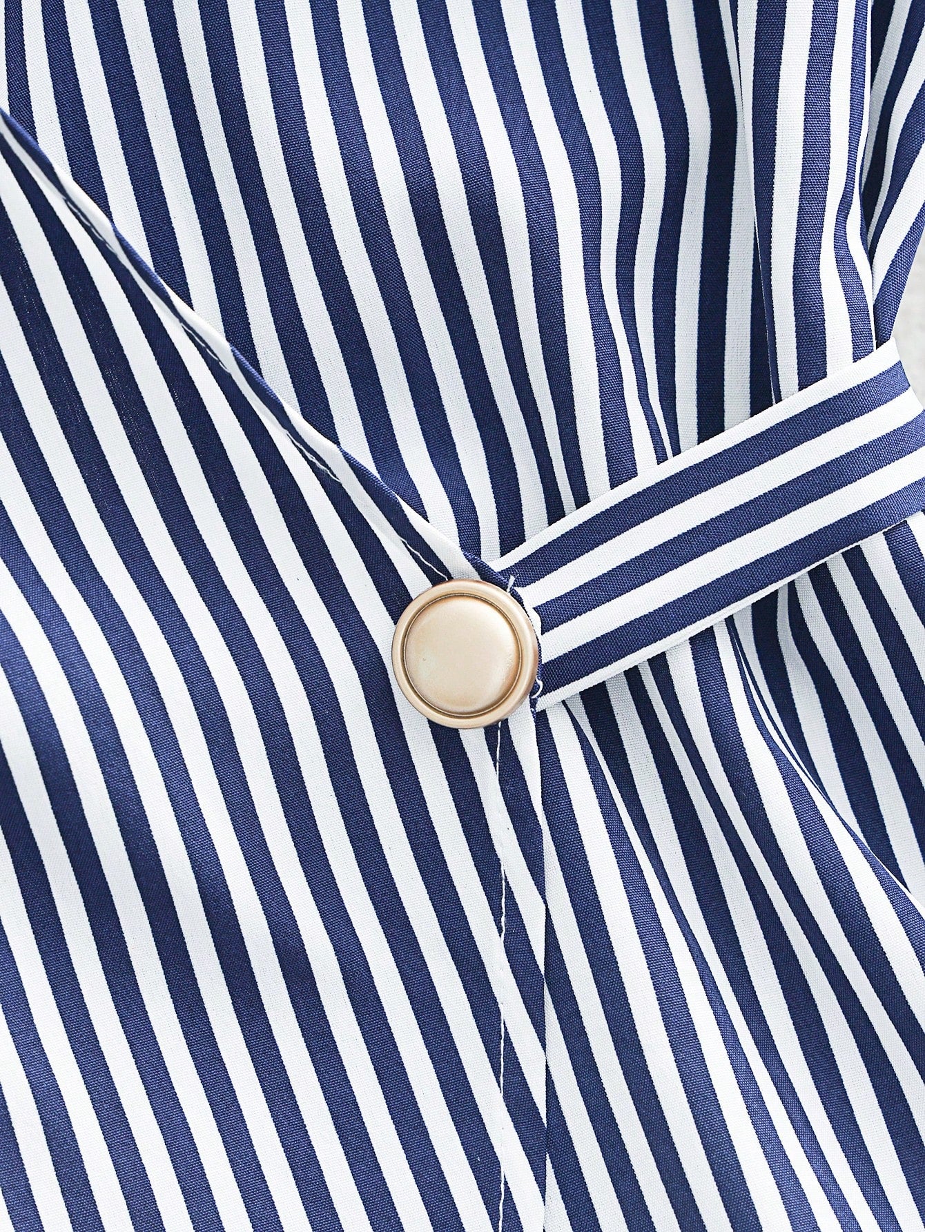 Franclia Navy And White Stripe Women's Elegant Coastal Ruffled-Sleeve Shirts Summer Office Vacation Work Casual Blouses Business Formal Graduation Beach Tops