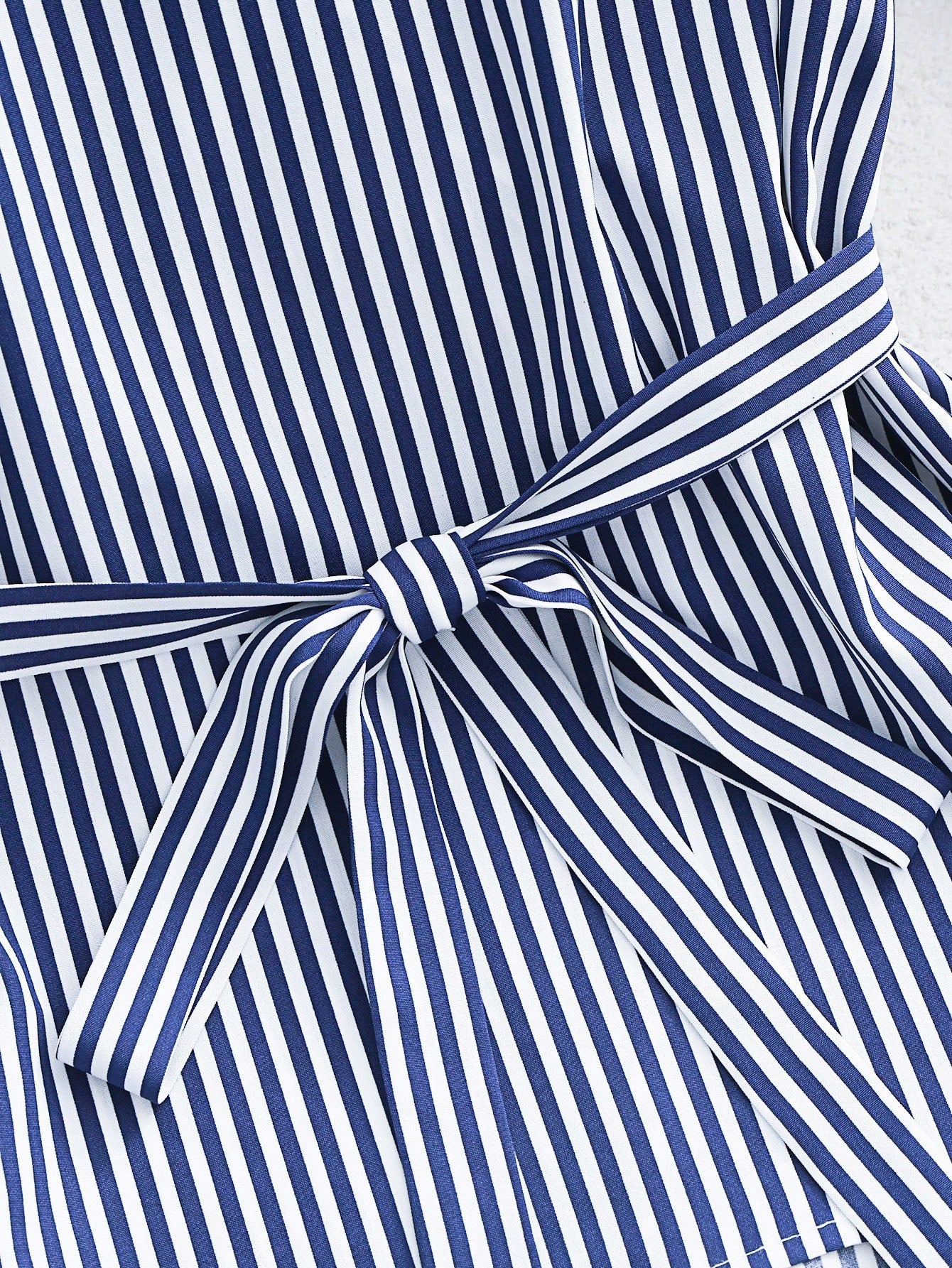 Franclia Navy And White Stripe Women's Elegant Coastal Ruffled-Sleeve Shirts Summer Office Vacation Work Casual Blouses Business Formal Graduation Beach Tops