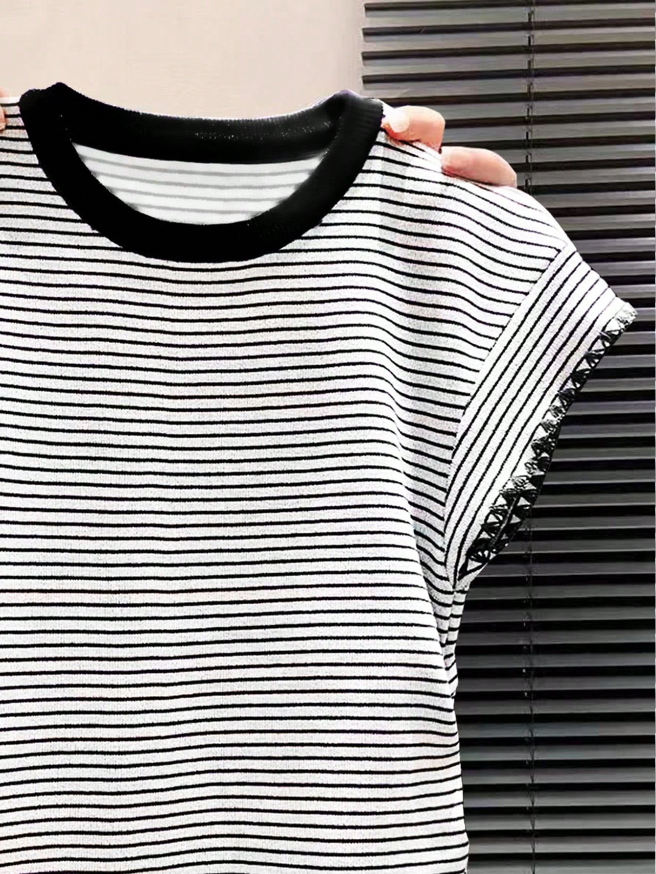 Franclia New Contrast Color Striped Short Sleeve T-Shirt, Spring/Summer Clothing