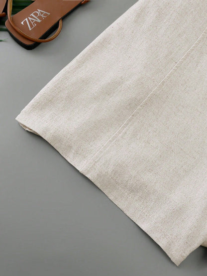 Franclia Summer Casual Solid Color V-Neck Tie Shoulder Top And Shorts Set