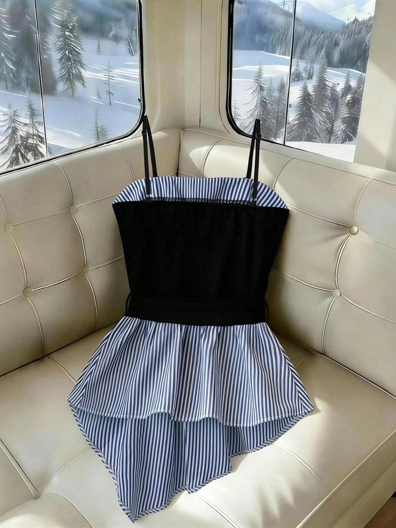 Franclia Women's Black And White Striped Elegant Vest,Summer Casual Camisole Top For Brunch,Formal Office Wear, Knit Y2K Style Business Outfits