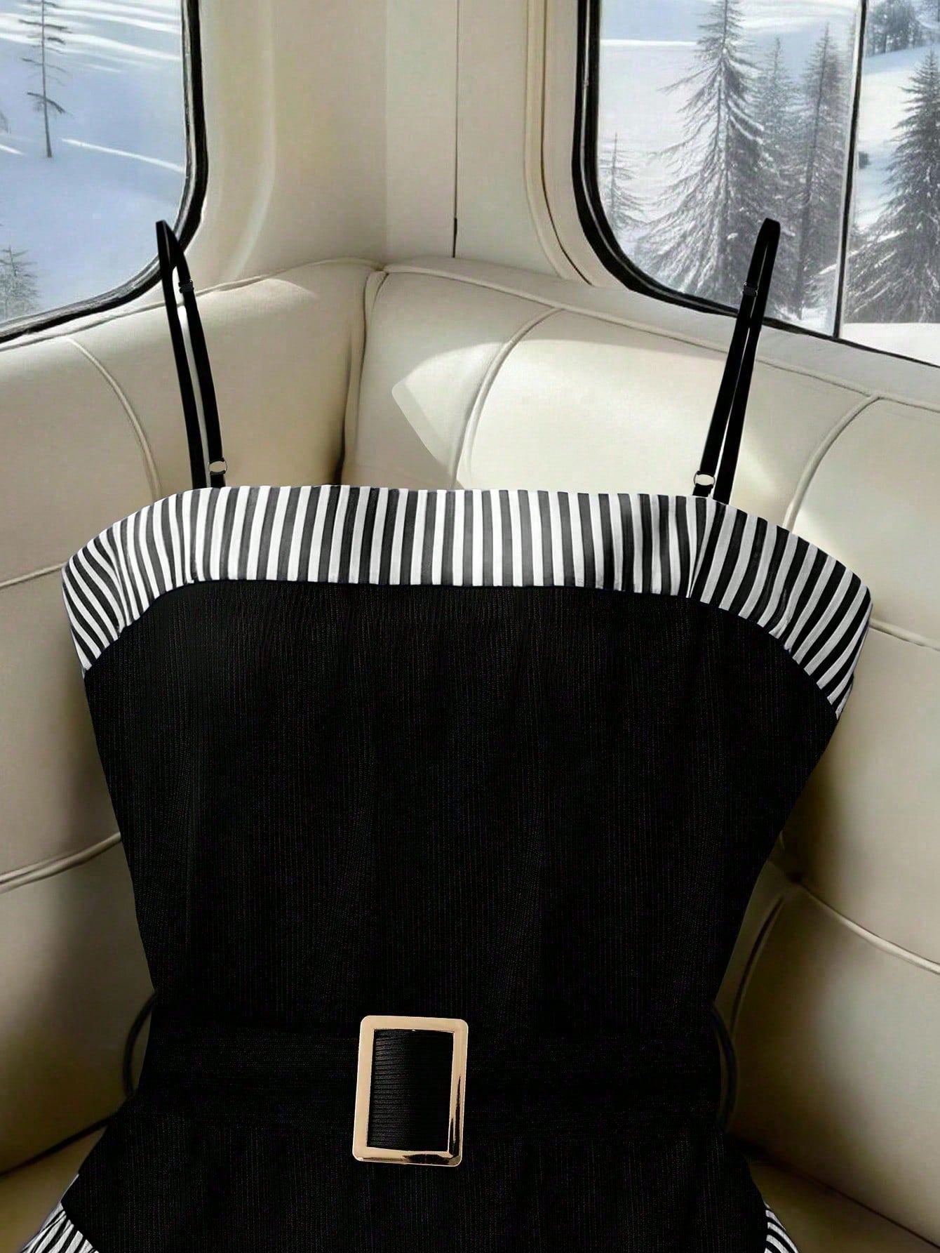 Franclia Women's Black And White Striped Elegant Vest,Summer Casual Camisole Top For Brunch,Formal Office Wear, Knit Y2K Style Business Outfits