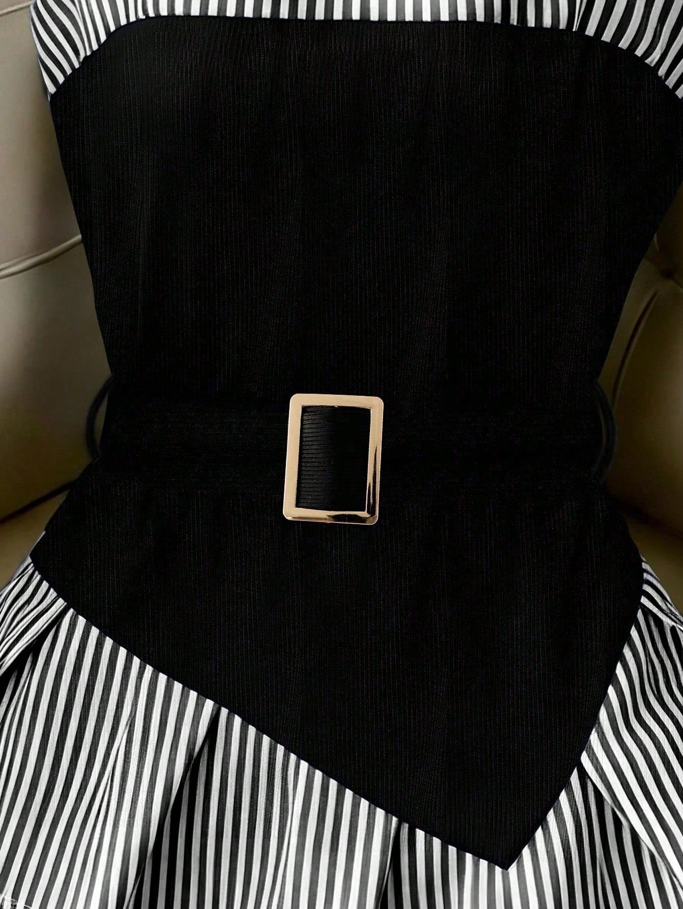 Franclia Women's Black And White Striped Elegant Vest,Summer Casual Camisole Top For Brunch,Formal Office Wear, Knit Y2K Style Business Outfits