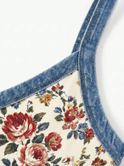Franclia Women's Digital Floral Print Camisole Tank Top For Summer