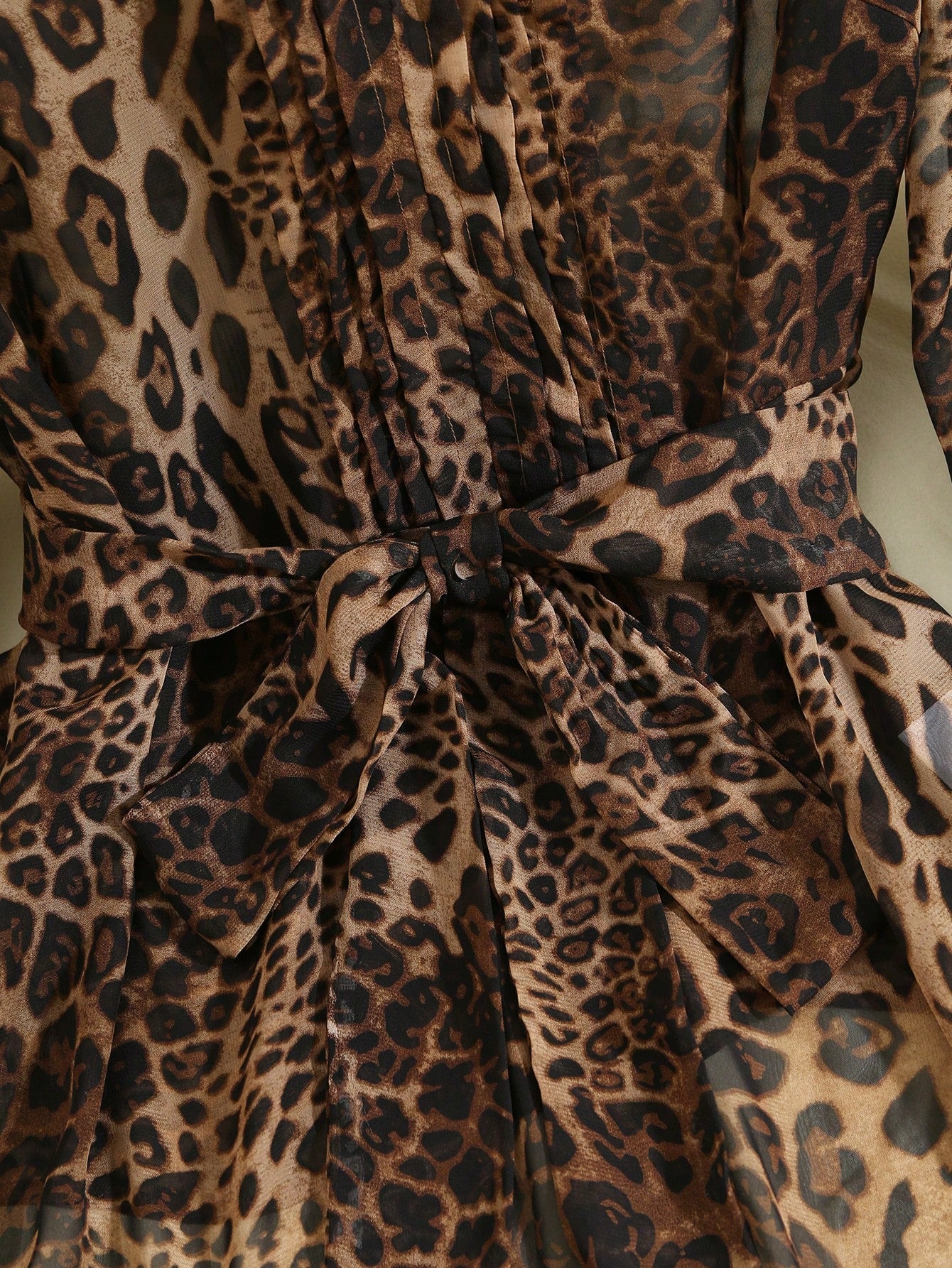 Franclia Women's Pleated Round Neck Button Bow Tie Dark Brown Print Blouse,Sheer Long Sleeve Top, Checked,Summer,Elegant,Work Office Elegant Classy Zoo Outfits