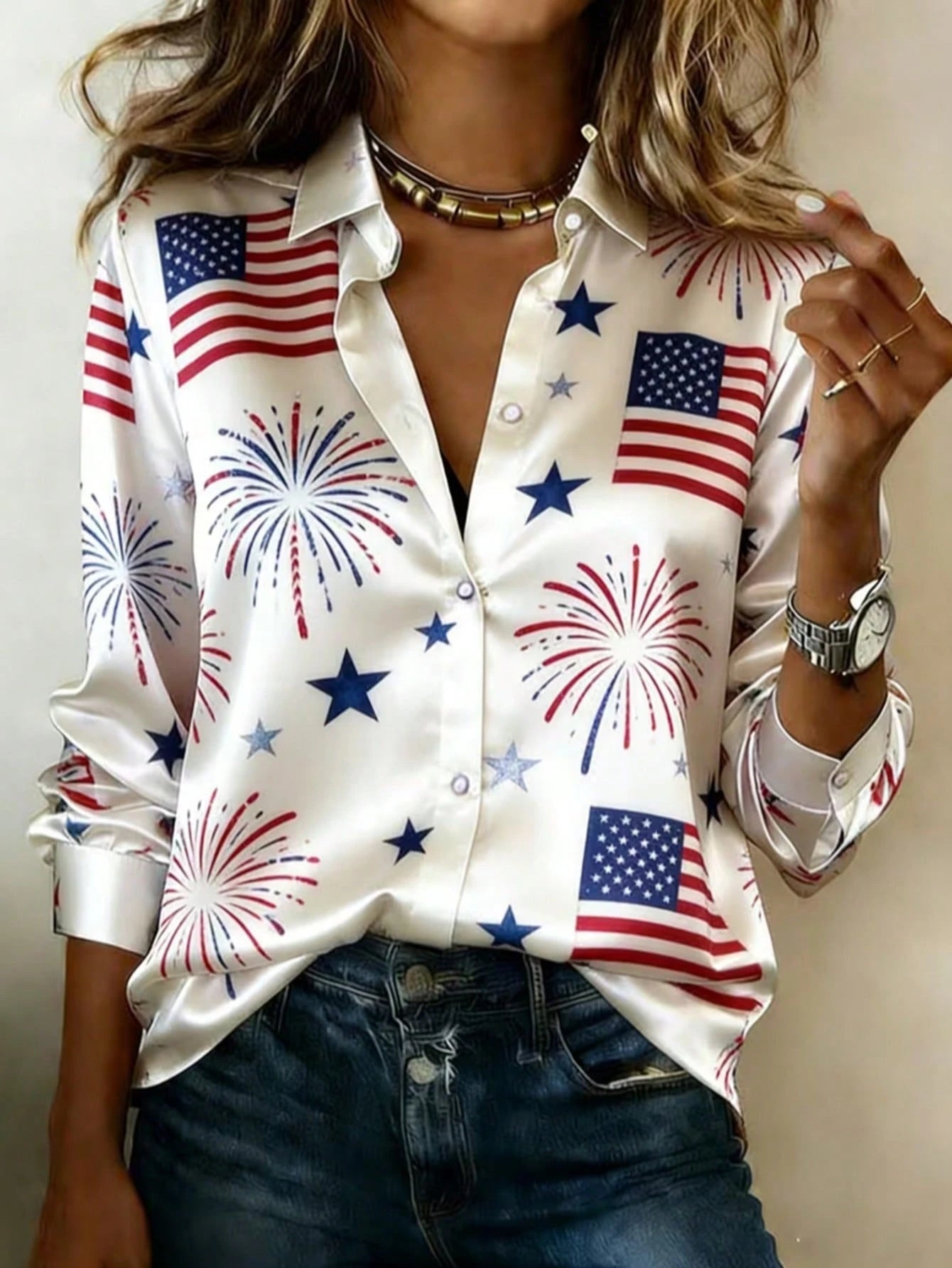 (Free Shipping)Women Fall Blue Silky Satin Long Sleeve Shirt; Elegant Loose Office Casual Blouse Top;Teacher Outfit For Women;Fall Clothes For Women