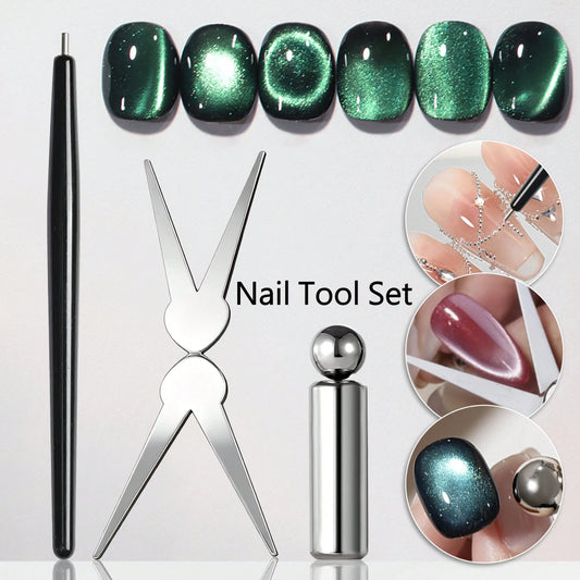 French Manicure Set, Compatible With Nail Gel, Includes Suction Pen, French Y-Shaped Tool, Magnetic Rod And Round Beads, Suitable For Nail Technicians To Create Short Press-On Nails And Nail Art