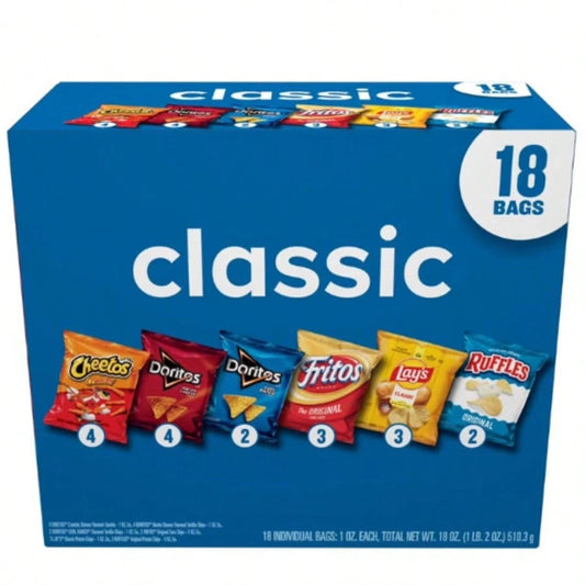 Frito-Lay Classic Mix Variety Pack 1 Oz Bags – 18 Count Multipack| Assorted Crunchy Snack Chips