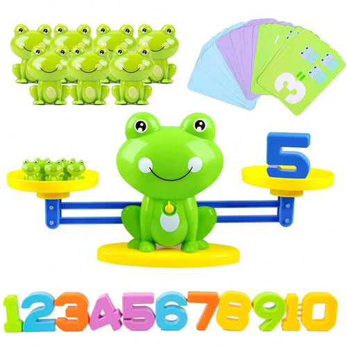 Frog Balance Game Math Learning Toy, With Numbered Blocks And Color Recognition Cards- Educational Counting And Weight Comparison Activities For Preschool And Kindergarten Kids- Durable Plastic Mate