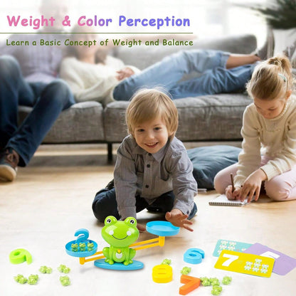 Frog Balance Game Math Learning Toy, With Numbered Blocks And Color Recognition Cards- Educational Counting And Weight Comparison Activities For Preschool And Kindergarten Kids- Durable Plastic Mate