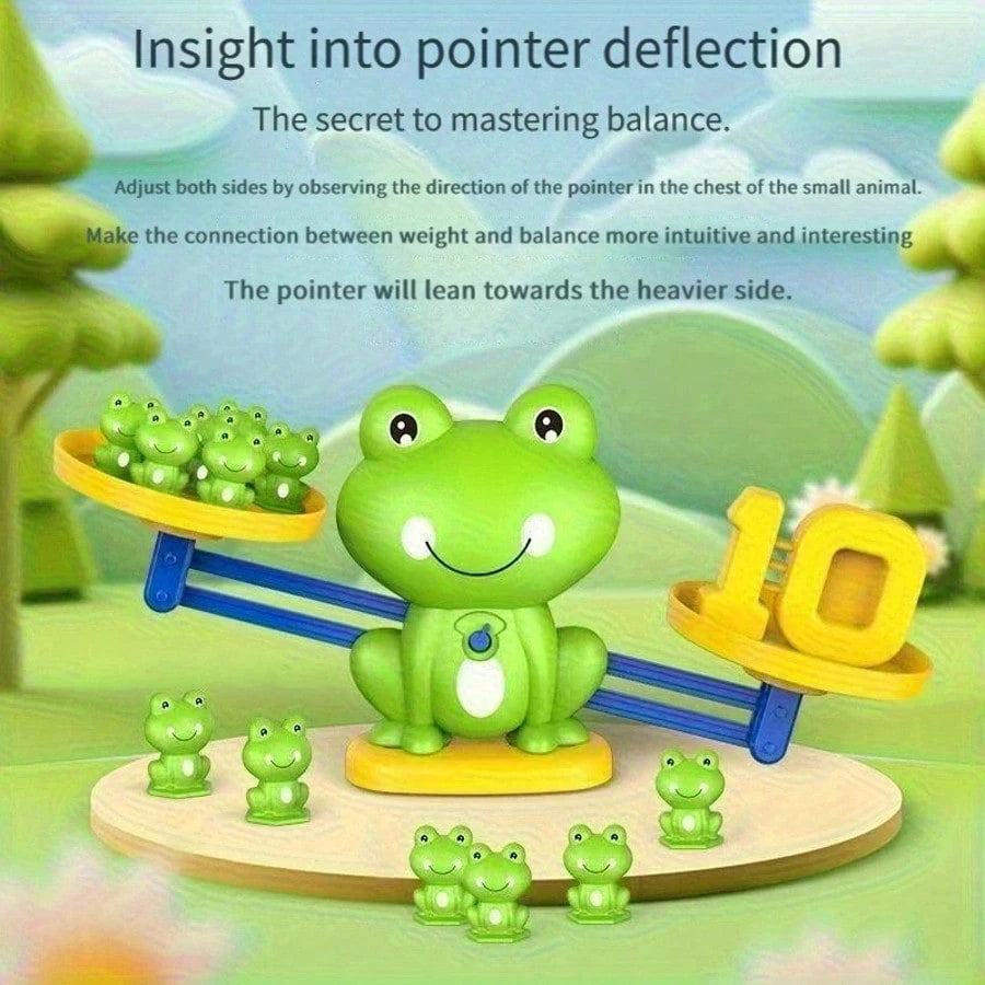 Frog Balance Game Math Learning Toy, With Numbered Blocks And Color Recognition Cards- Educational Counting And Weight Comparison Activities For Preschool And Kindergarten Kids- Durable Plastic Mate
