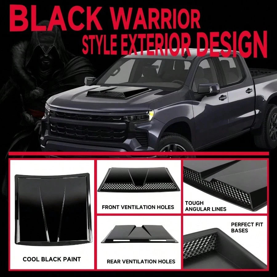 Front Air Flow Intake Hood Scoop Vent Cover Cap Glossy Black For Mustang GT