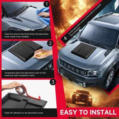 Front Air Flow Intake Hood Scoop Vent Cover Cap Glossy Black For Mustang GT