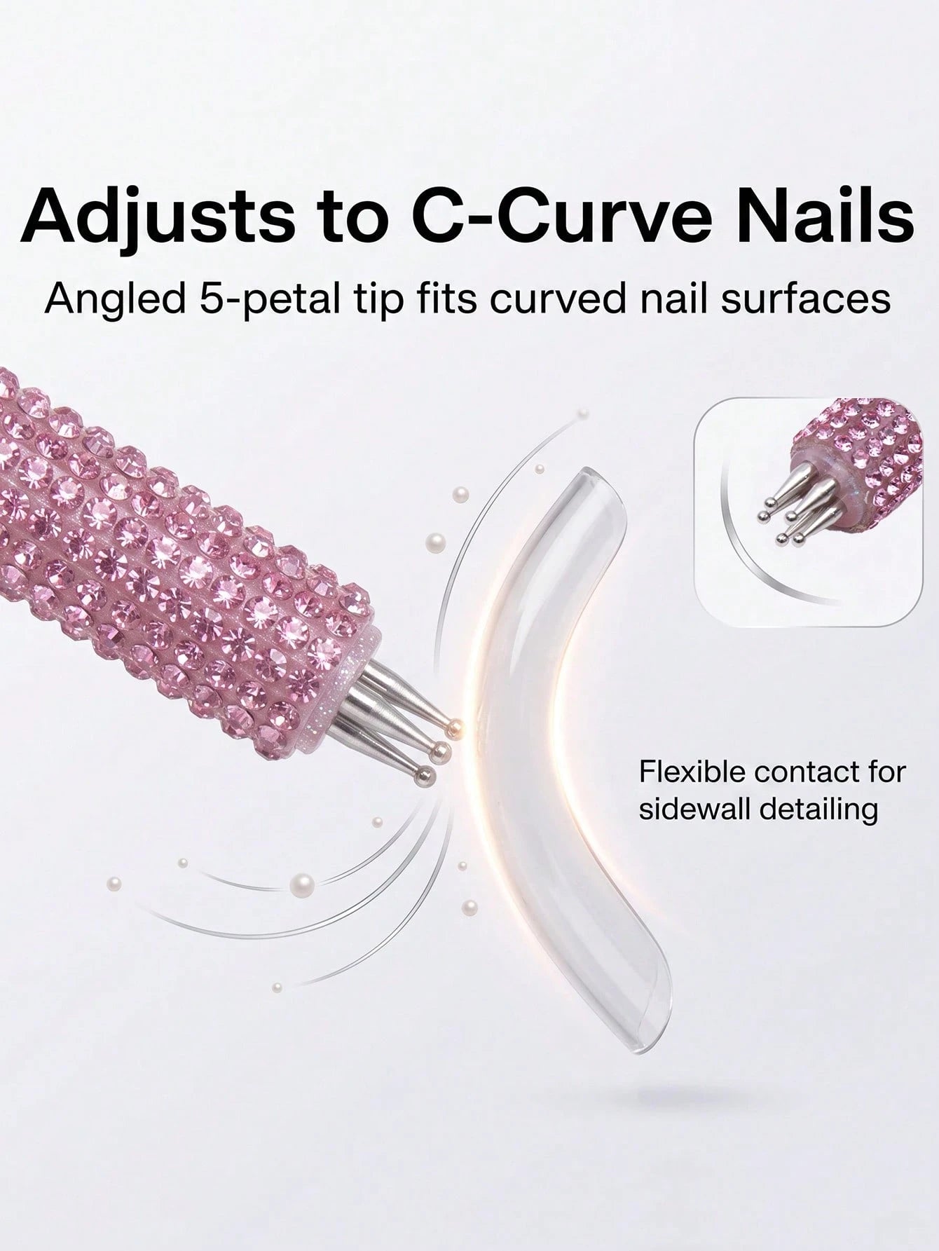 Full Rhinestone Nail Art Dotting Pen, Create Plum Blossom Pattern With One Stroke, Essential Nail Art Tool For Makeup Enthusiasts And Nail Art Beginners.