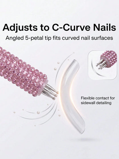 Full Rhinestone Nail Art Dotting Pen, Create Plum Blossom Pattern With One Stroke, Essential Nail Art Tool For Makeup Enthusiasts And Nail Art Beginners.