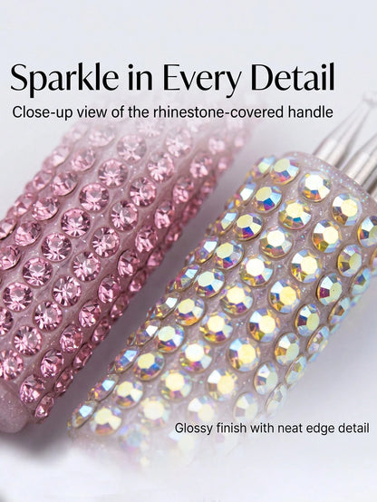 Full Rhinestone Nail Art Dotting Pen, Create Plum Blossom Pattern With One Stroke, Essential Nail Art Tool For Makeup Enthusiasts And Nail Art Beginners.