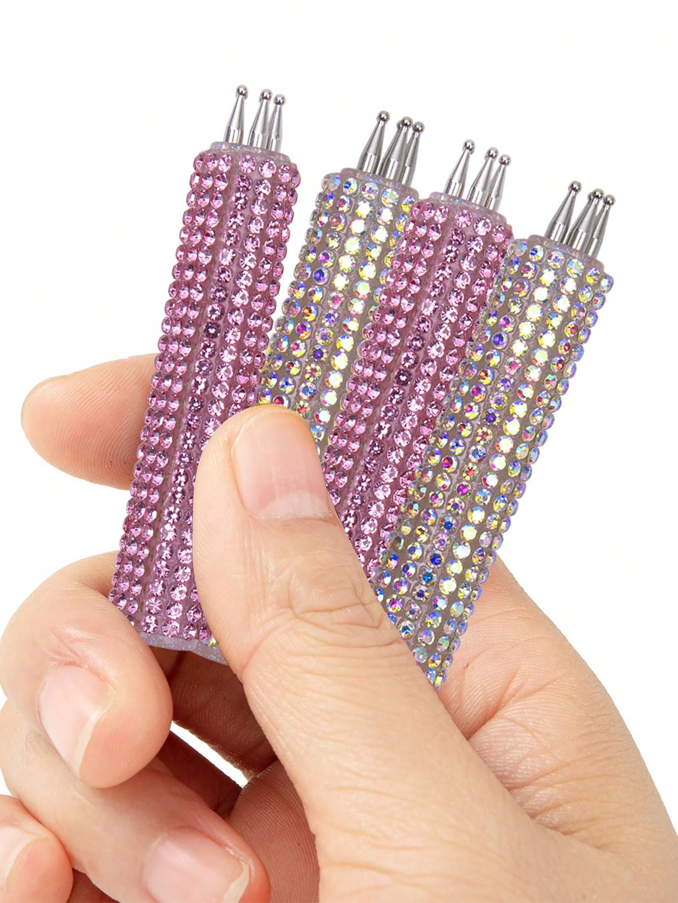 Full Rhinestone Nail Art Dotting Pen, Create Plum Blossom Pattern With One Stroke, Essential Nail Art Tool For Makeup Enthusiasts And Nail Art Beginners.