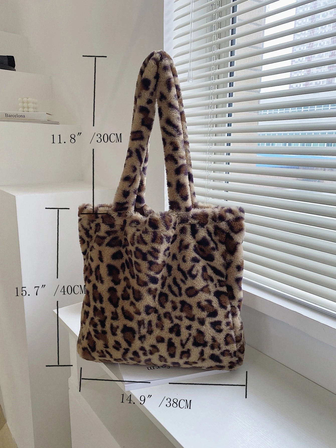 Fuzzy, Soft, Plush, Fluffy Leopard Fluffy Tote Bag For Girls, Women, College Students, Rookies & White-Collar Workers For Work, Office, Commute, For Autumn & Winter, Warm Winter, Outdoors, Leopard Pri