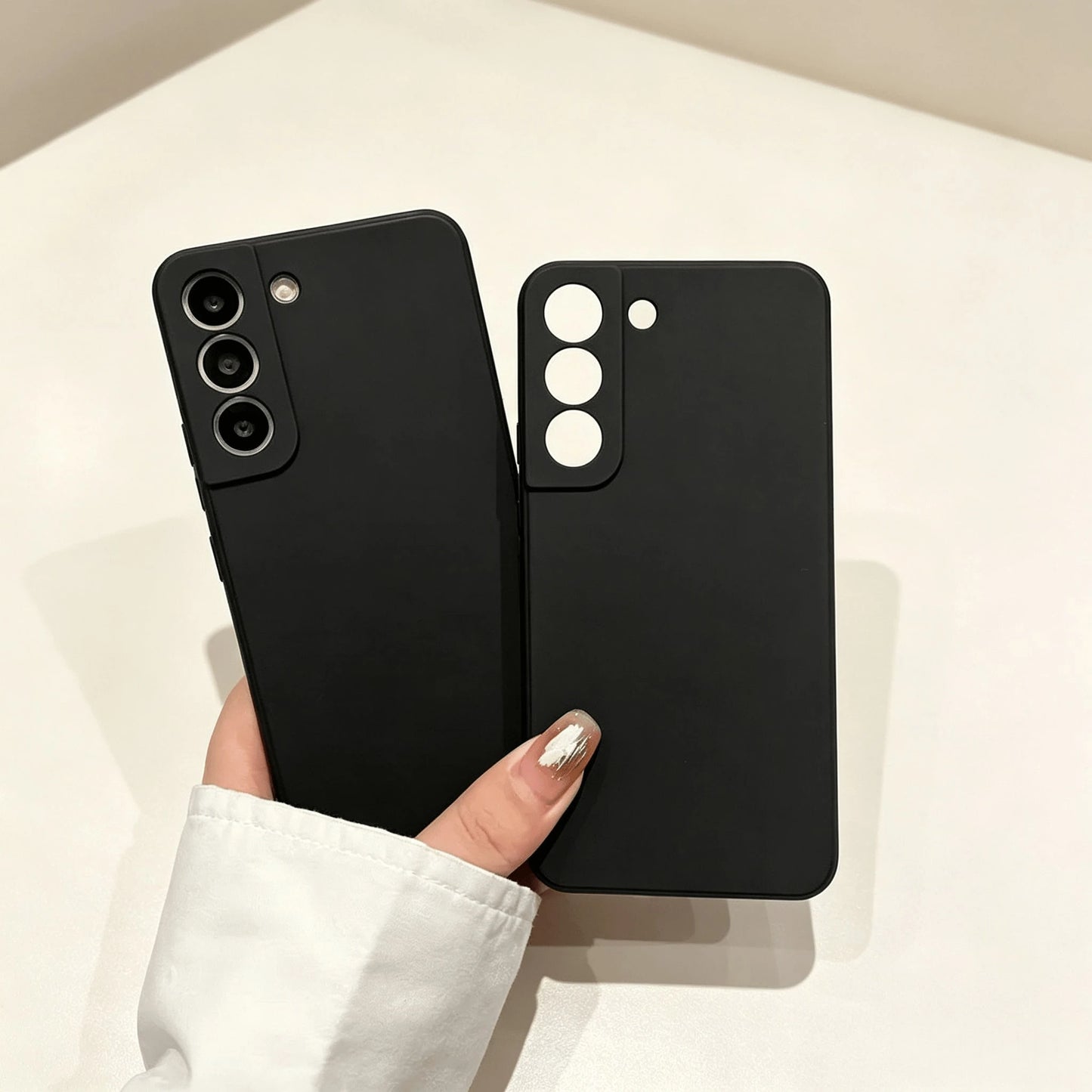 Galaxy Series Matte Black Non-Slip Phone Case Fingerprint & Stain Resistant Soft TPU Back Cover Raised Screen & Camera Protection Shock Resistant Anti-Collision Exact Cutouts Slim Full Body Durable Ma