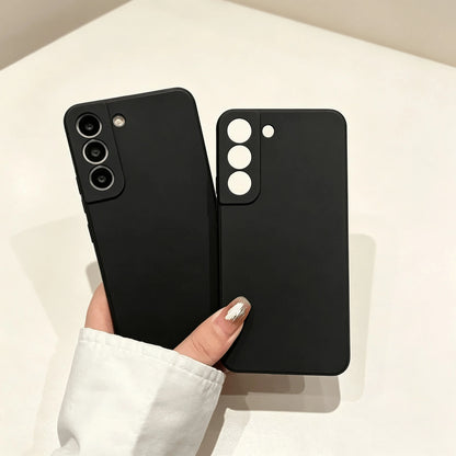 Galaxy Series Matte Black Non-Slip Phone Case Fingerprint & Stain Resistant Soft TPU Back Cover Raised Screen & Camera Protection Shock Resistant Anti-Collision Exact Cutouts Slim Full Body Durable Ma