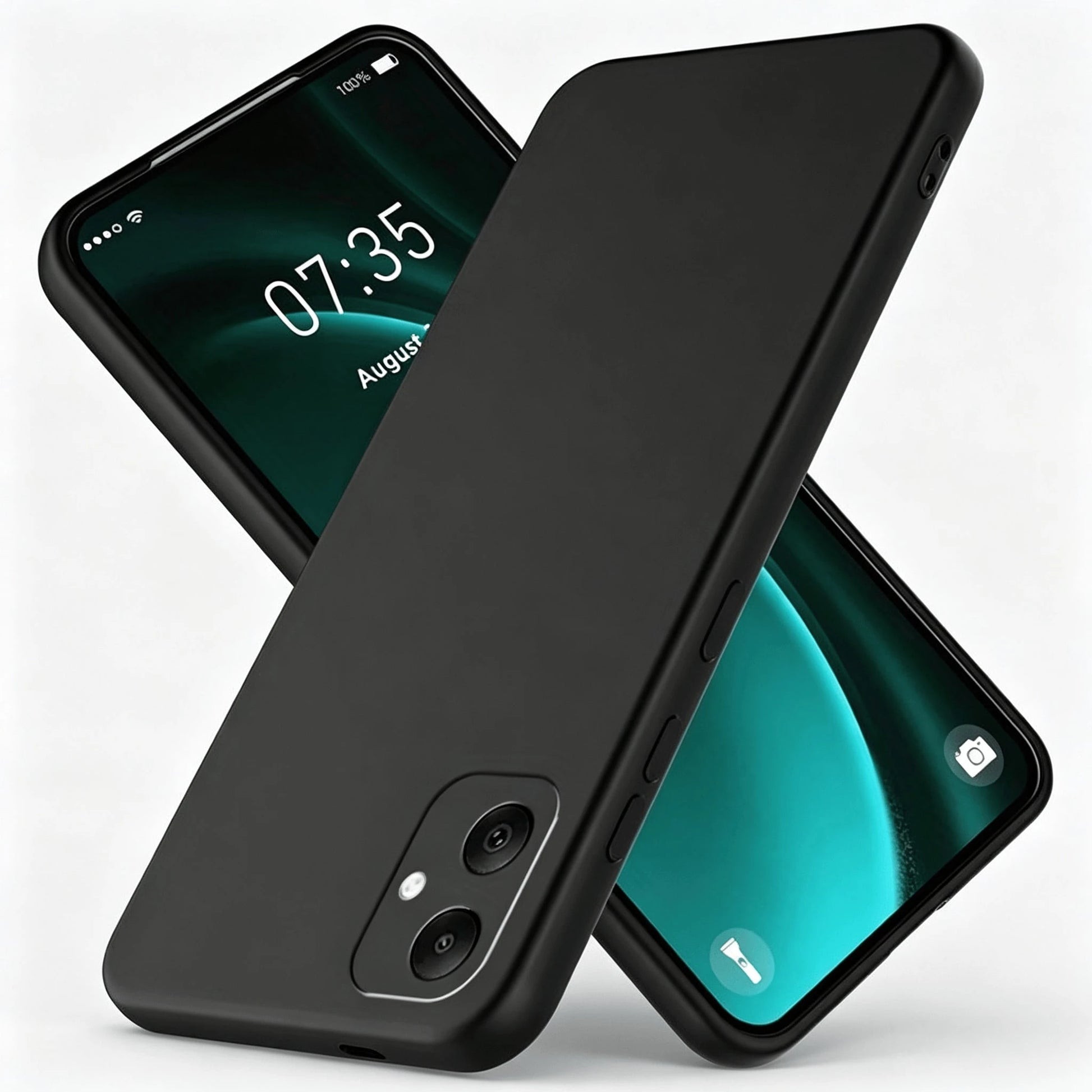 Galaxy Series Matte Black Non-Slip Phone Case Fingerprint & Stain Resistant Soft TPU Back Cover Raised Screen & Camera Protection Shock Resistant Anti-Collision Exact Cutouts Slim Full Body Durable Ma